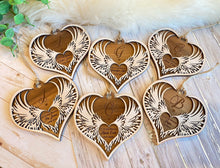 Load image into Gallery viewer, Memorial Angel wings heart ornament
