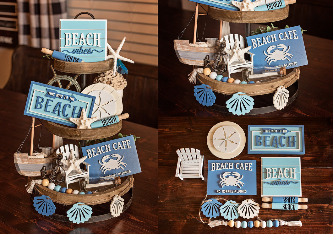 Nautical Beach Tiered tray set