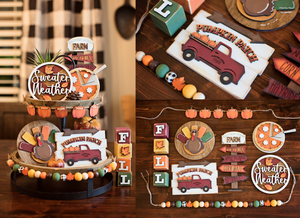 Fall tiered tray set