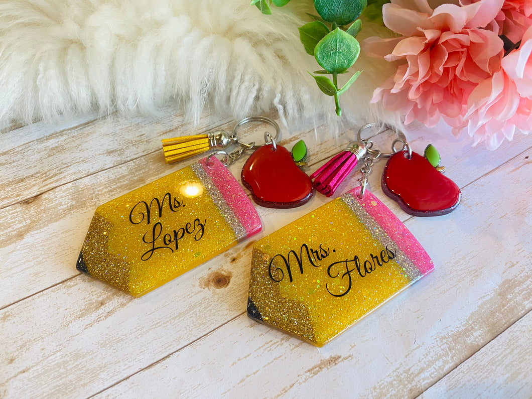 Pencil glitter keychain